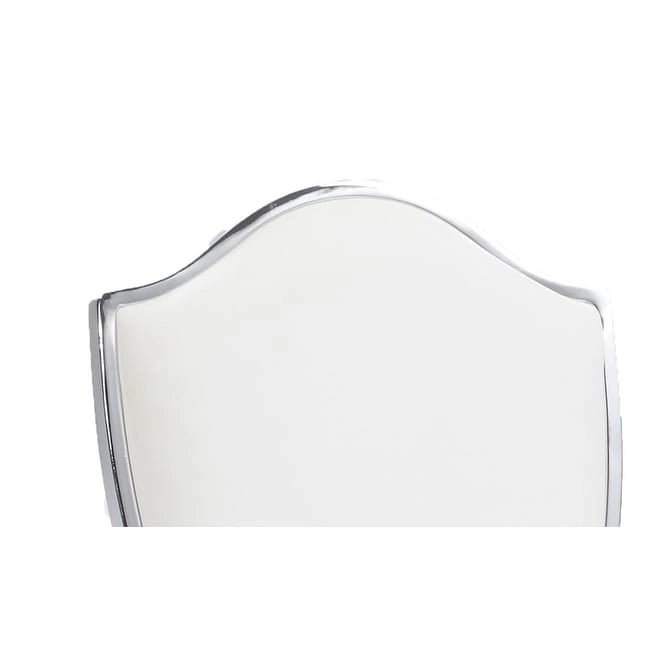 Sedie da pranzo con schienale a scudo in similpelle bianca e gambe cabriole cromate - Set da 2