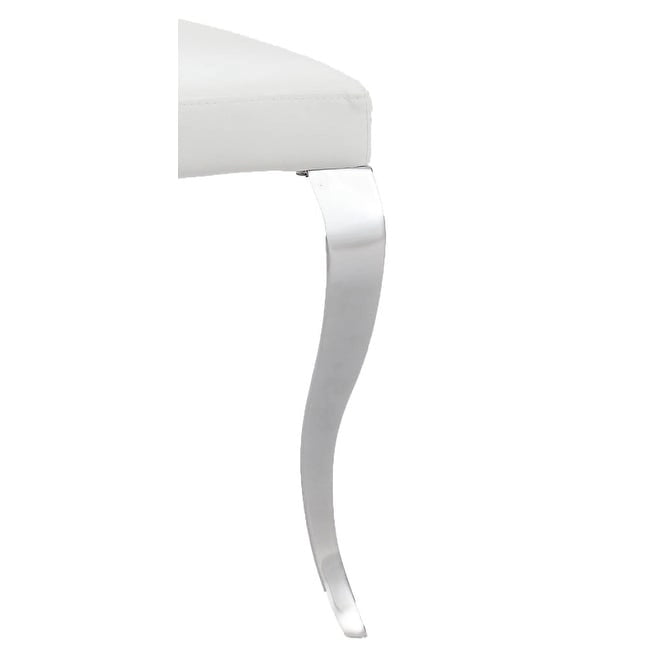 Sedie da pranzo con schienale a scudo in similpelle bianca e gambe cabriole cromate - Set da 2